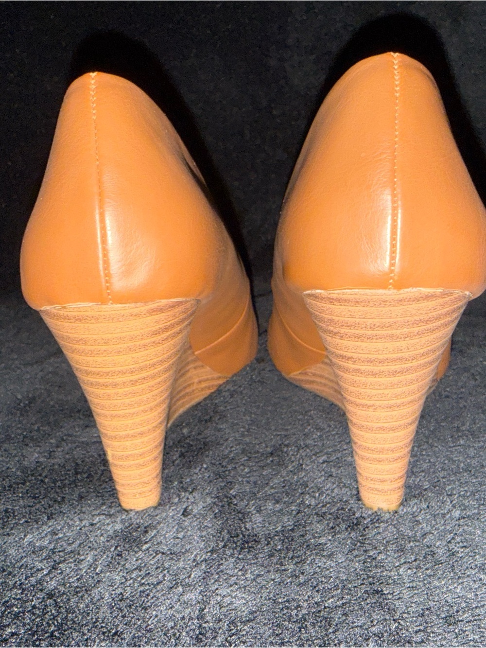 Jessica Simpson Brown Leather Almond Toe Wedge Pumps - Picture 5 of 8